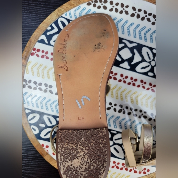 Sam Edelman Women's Gibbs Metalic leather Neutral Strappy‎ Sandals Size 6.5 M - Picture 8 of 10